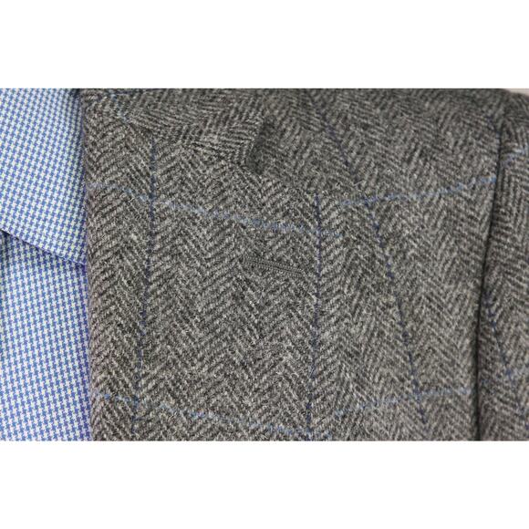 Paul Stuart Vintage 80's Gray Blue Herringbone Tweed 2-Btn Sportcoat Blazer 42R - Picture 5 of 8